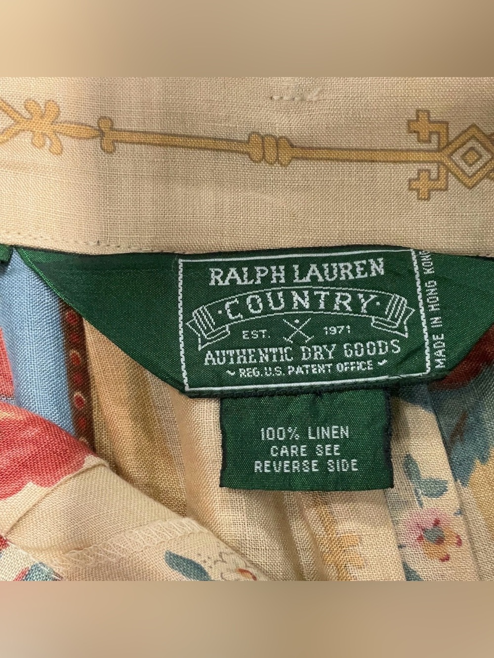 Vintage 90s Ralph Lauren Country floral linen high waisted midi skirt - Picture 6 of 7